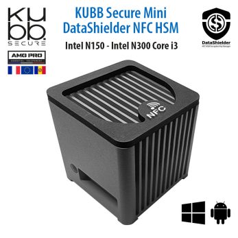 Vue avant en perspective du KUBB Secure Mini DataShielder NFC HSM graphite
