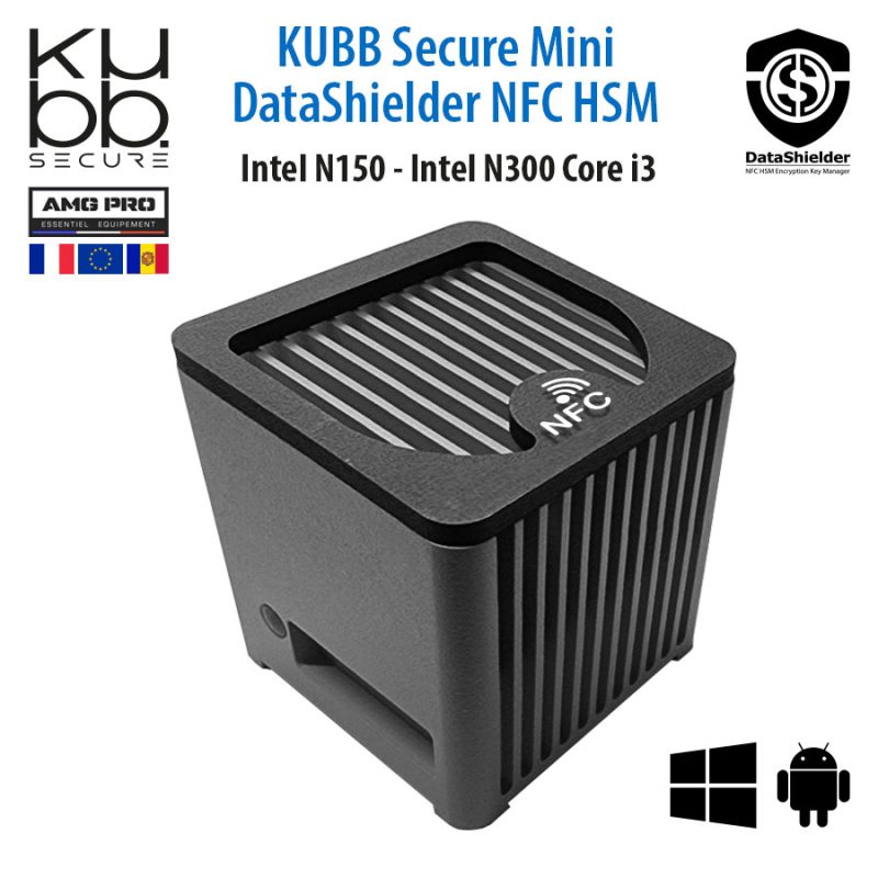 Vue avant en perspective du KUBB Secure Mini DataShielder NFC HSM graphite