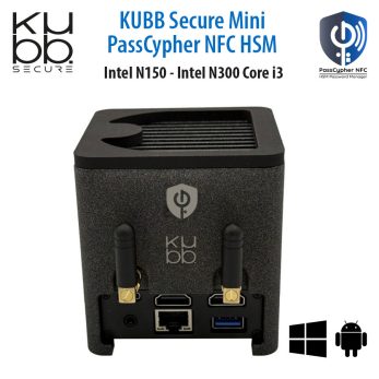 Vue arrière du KUBB Secure Mini NFC HSM Fanless avec connectique