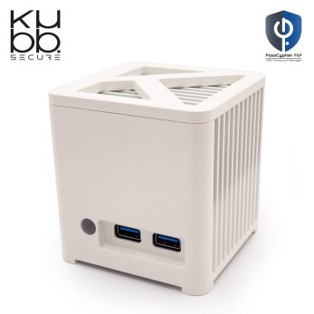 KUBB Secure Mini Fanless blanc avec PassCypher HSM PGP - Vue inclinée avant
