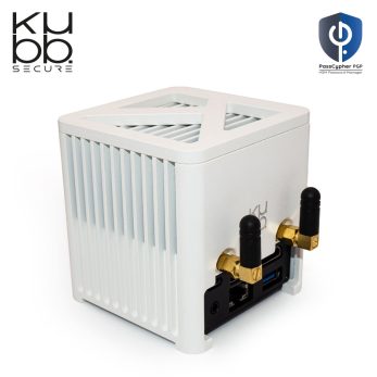 KUBB Secure Mini Fanless blanc avec PassCypher HSM PGP - Vue inclinée arrière