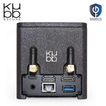 KUBB Secure Mini Fanless Graphite - Vue arrière avec connectiques et PassCypher HSM PGP