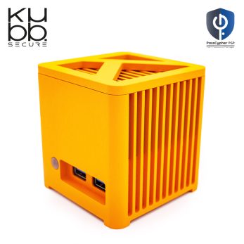 kubb secure mini fanless orange - vue 3/4 dessus - sécurité avancée avec passcypher hsm pgp
