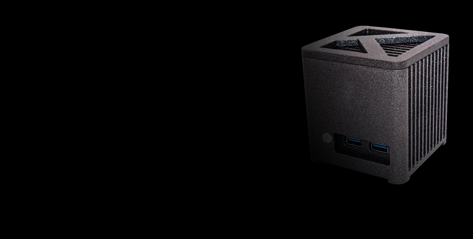 KUBB Mini Fanless Bleu Jour avec design en aluminium massif et refroidissement passif sans ventilateur